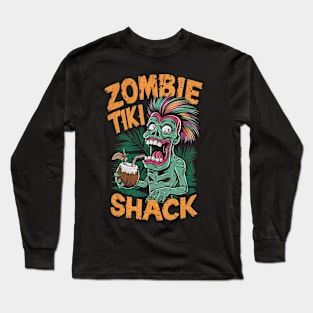 Zombie Tiki Shack Fun Tropical Horror Fan Summer Vacation Long Sleeve T-Shirt